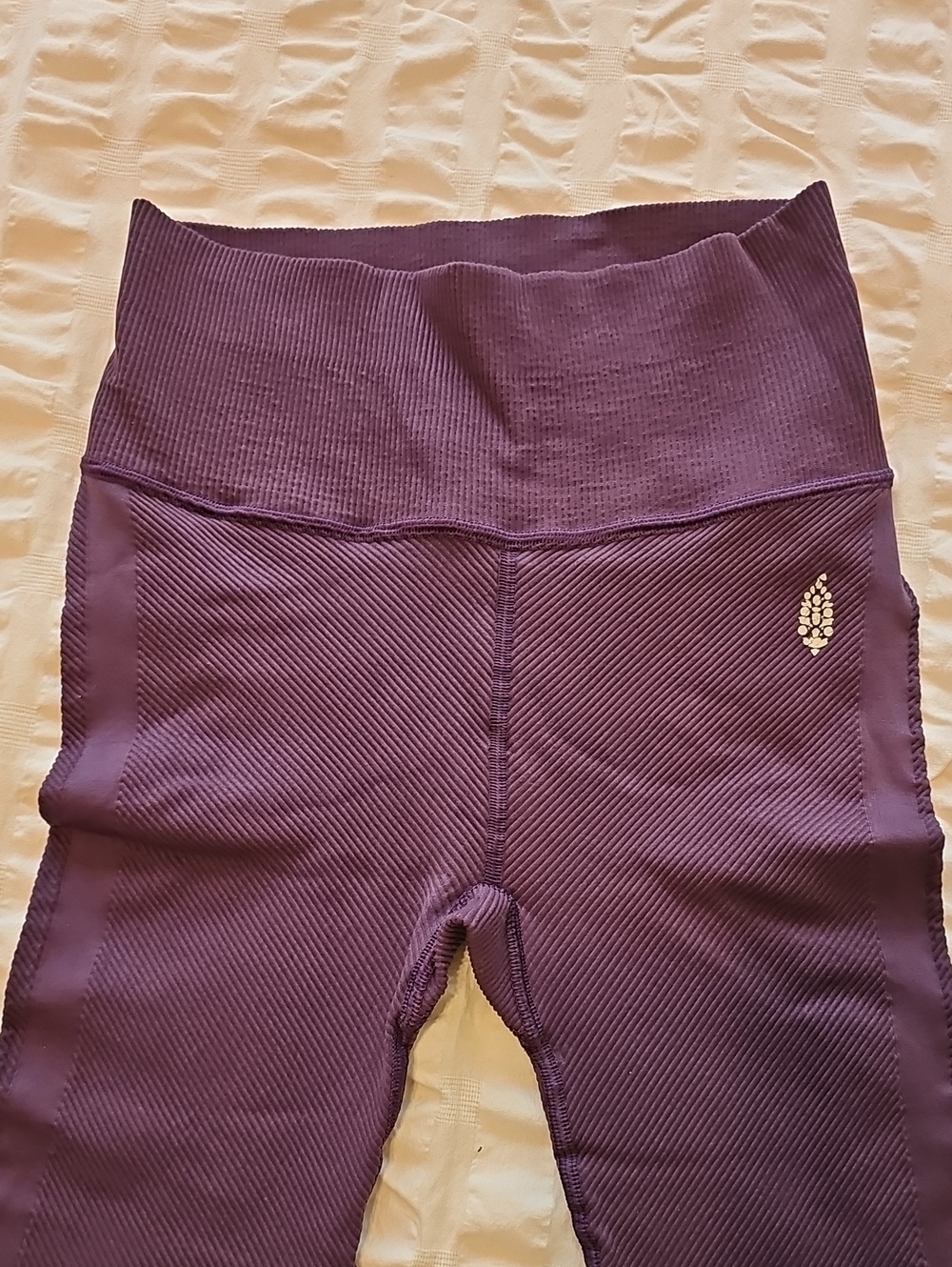 NWOT FP Movement by Free People Size S Ribbed Purple High-Waist Cropped Leggings
